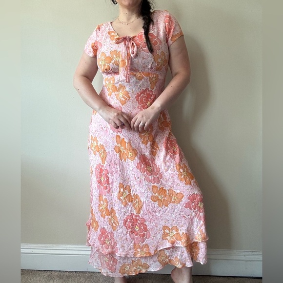Talbots Dresses & Skirts - CONSIGNED—Talbots Pink and Orange Silk Floral Dress
